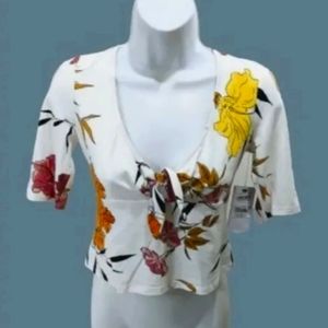 Guess pair of floral front tie cropped tops women's xl